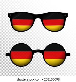 Two Sunglasses with Germany national flag lens. Round and squared frame