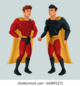 Two Superhero Male Justice With Super Suit