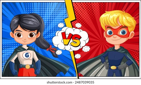Dos superhéroes se enfrentan en un estilo cómico