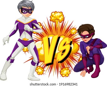 Dos superhéroes peleando entre sí ilustración