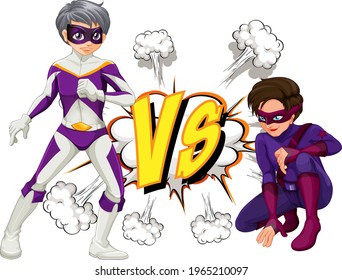 Dos superhéroes peleando entre sí ilustración