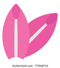 
Two surfboards symbolizing summertime, flat vector icon
