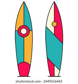 Dos tablas de surf colorido icono aislado en blanco