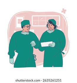 Two Surgeons Discussing Patient Case  Vector Illustration