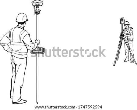 two surveyors are standing and inspecting the site