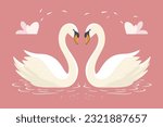 Two swans formed love shape illustration, two swans formed love shape, swans meant for love, lover