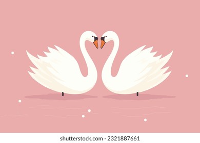 Two swans formed love shape illustration, two swans formed love shape, swans meant for love, lover's day background, valentines day background