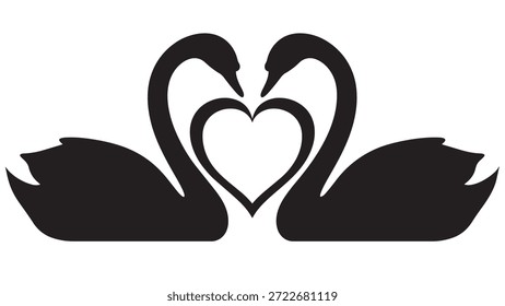 Dos cisnes formando forma de corazón juntos