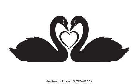 Dos cisnes formando un corazón con sus cuellos