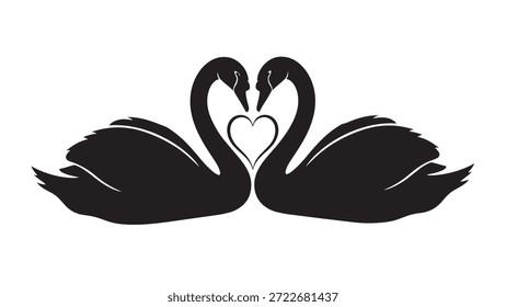 Dos cisnes formando forma de corazón con sus cuellos
