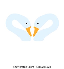 two swans head brand logo concept. Animal vector icon on white background