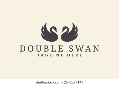 desenho do logotipo de dois cisnes. ícone do logotipo ilustração do vetor