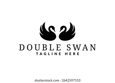 desenho do logotipo de dois cisnes. ícone do logotipo ilustração do vetor