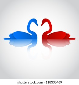 Two swans in love