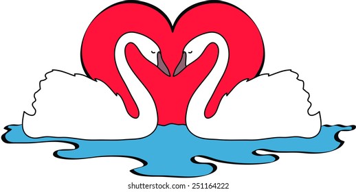 Two swans in love
