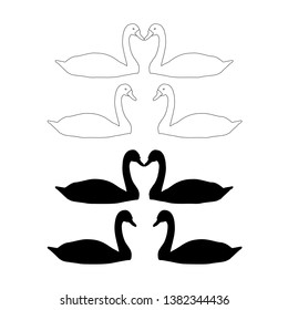 two swans vector on white background