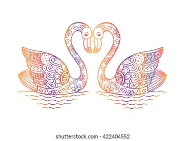 Two swans zentangle style