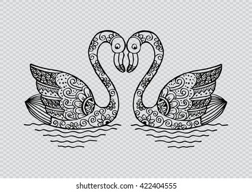Two swans zentangle style