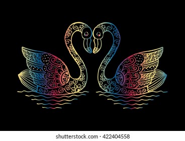 Two swans zentangle style
