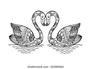 Two swans zentangle style