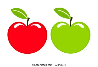 Two sweet apples icons red and green. Vector illustration