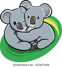 two sweet koala hugging as a couple