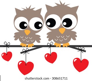 two sweet owls in love