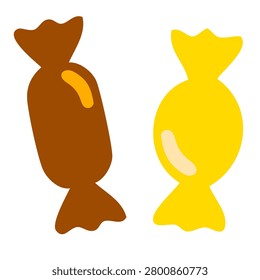 two sweet yellow and brown candies for halloween treats