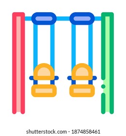 two swings for children icon vector. two swings for children sign. color symbol illustration