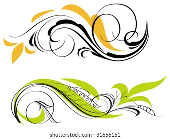 Two swirl decorations. Vector illustration.