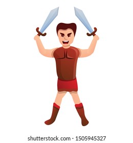 Two sword gladiator icon. Cartoon of two sword gladiator vector icon for web design isolated on white background