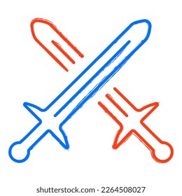 two swords brush on white background, vector illustration.