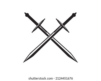two swords in cross vector. swords icon silhouette
