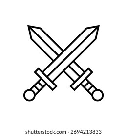 Two swords crossing creates a bold and striking symbol perfect for representing conflict, strategy, or historical themes. A clear image displayed on a white background.