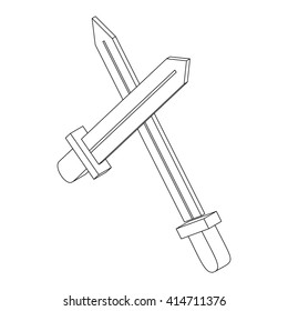 Two swords icon, isometric 3d style