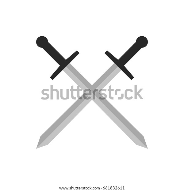 Two Swords Icon Logo Stock Vector (Royalty Free) 661832611