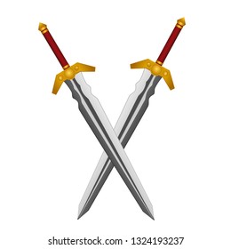 Two swords isolated on white background. Vector illustration of two swords
