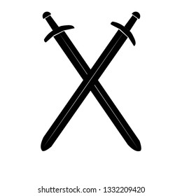 Two  swords isolated on white background. Vector illustration of two  black swords
