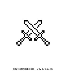  two swords pixel art icon vector 8 bit sword game company logo template 