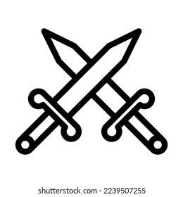 Two Swords Vector Line Icon Design