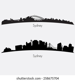 Two Sydney skylines collection. Editable vector file