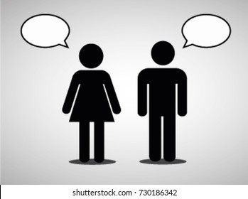 Two symbol people talks