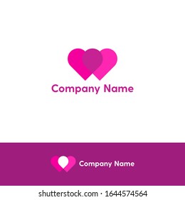 two symbols of hearts love close together - simple and modern logo design template
