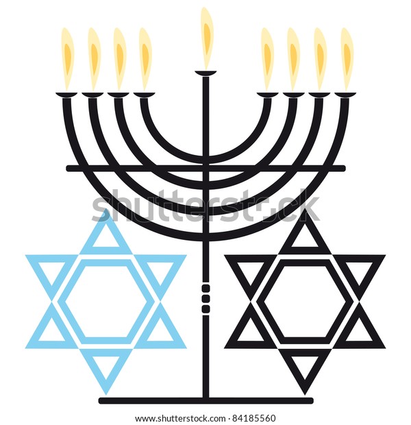 Two Symbols Jewish Religion Nine Flame Stock Vector (royalty Free) 84185560