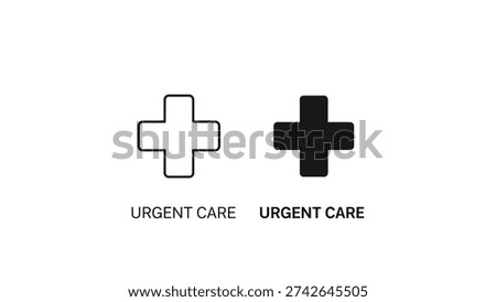 Two symbols representing urgent care services placed side by side