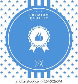 Two symbols Thumb Up Gesture - label with ribbons. The highest rating