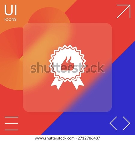 Two symbols Thumb Up Gesture symbol - label with ribbons. Thumb up icon - the highest score, the best choice, the highest rating