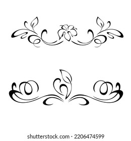 two symmetrical decorative ornaments with stylized flowers, leaves and vignettes. graphic decor