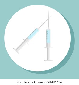 Two syringes. Flat design. Icon.