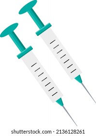 Two syringes, illustration, vector on a white background.